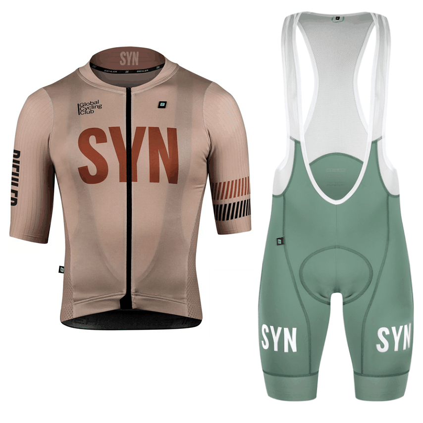Cycling Bib Shorts - メンズ半袖サイクリングジャージとビブショーツ,高品質の柔らかい生地,耐衝撃性のシートパッド,茶色のサイクリングウェア