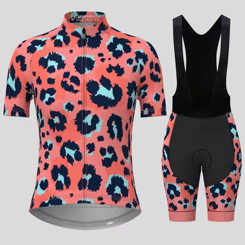 メンズ通気性サイクリングスーツセット、ブルーヒョウ柄、速乾性 - Cycling Gear Brands のレビューと価格