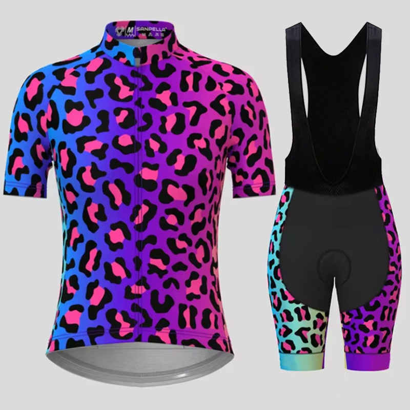 メンズ通気性サイクリングスーツセット、ブルーヒョウ柄、速乾性 - Cycling Gear Brands のレビューと価格